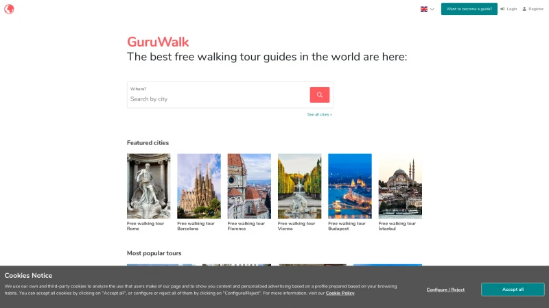 Homepage of guruwalk