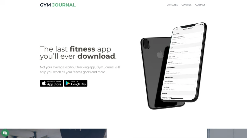 Homepage of gymjournalapp