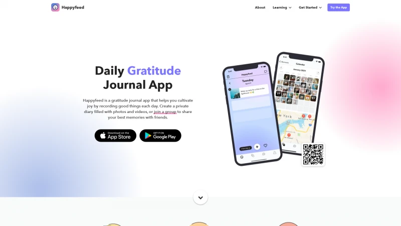 Homepage of happyfeed