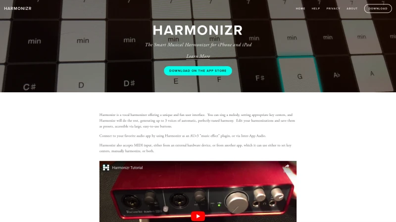 Homepage of harmonizr