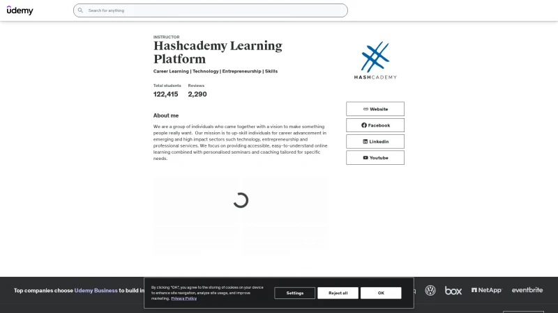 Homepage of hashcademy