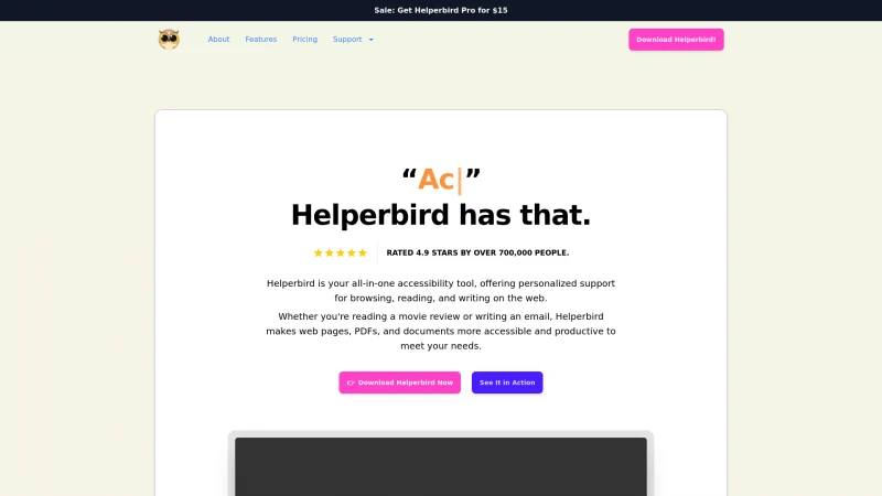 Homepage of helperbird