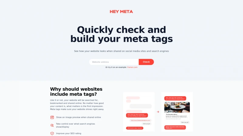 Homepage of heymeta