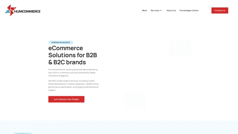 Homepage of humcommerce