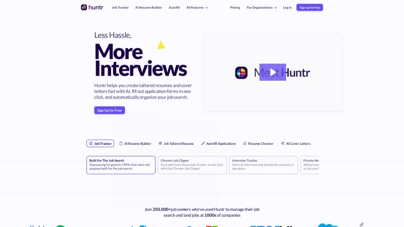 Homepage of huntr