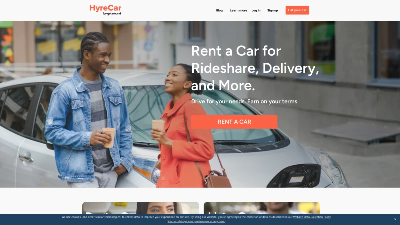 Homepage of hyrecar