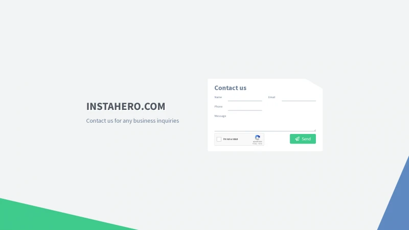 Homepage of instahero