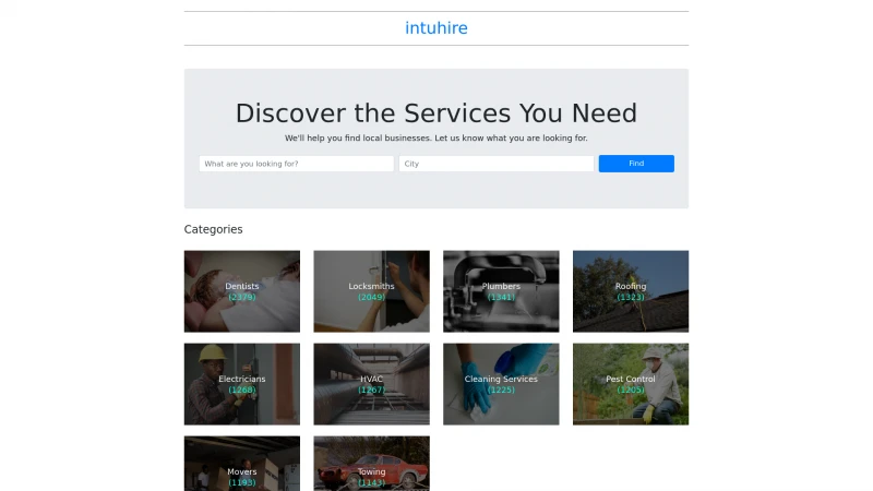 Homepage of intuhire