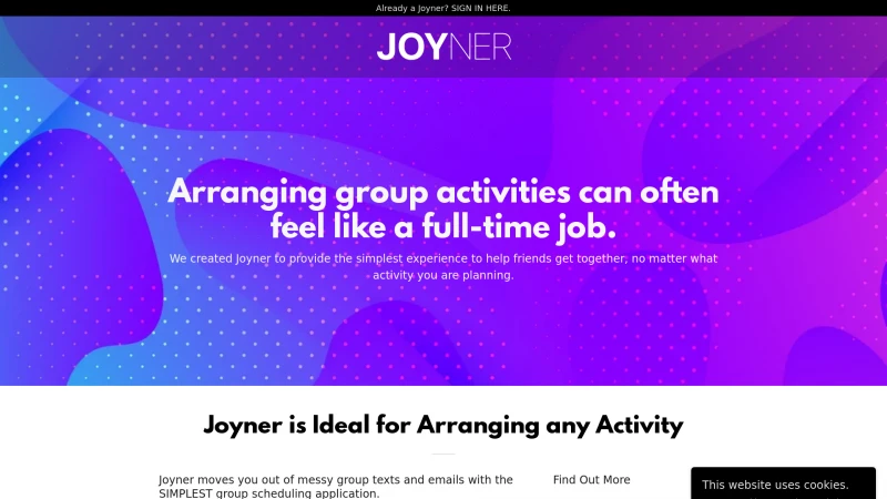 Homepage of joinerapp