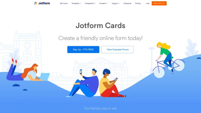 Homepage of jotform