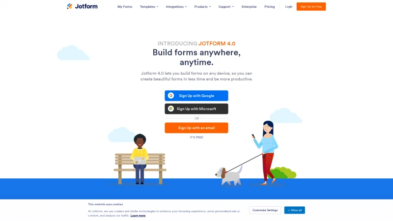 Homepage of jotform