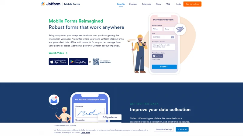 Homepage of jotform