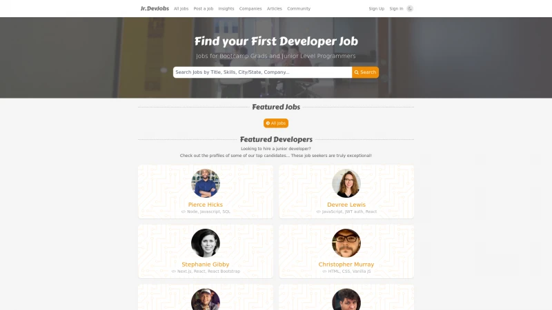 Homepage of jrdevjobs