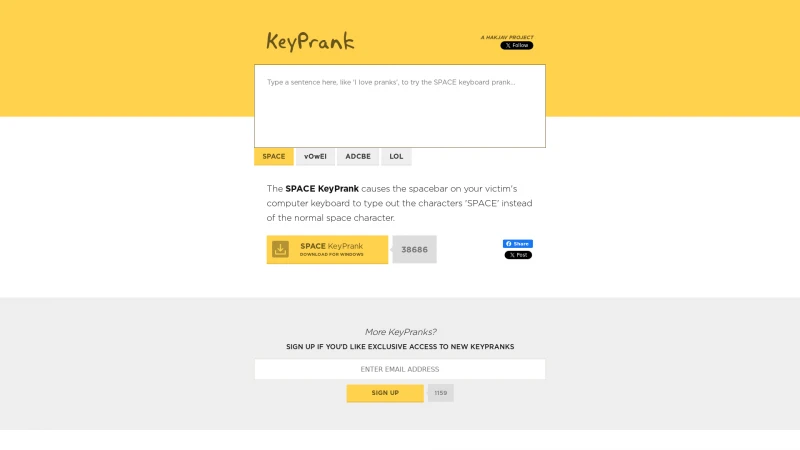 Homepage of keyprank