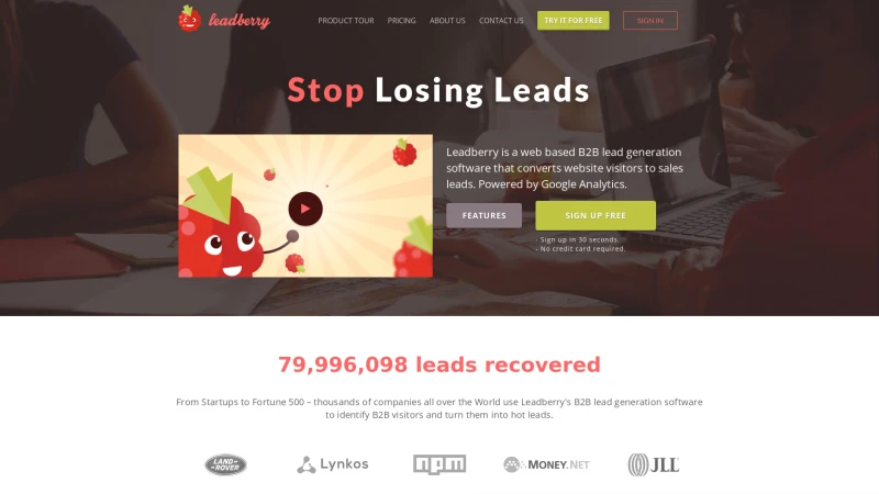 Homepage of leadberry