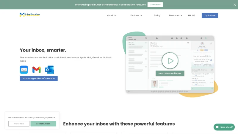 Homepage of mailbutler