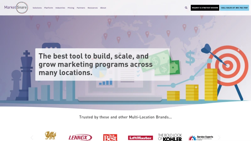 Homepage of marketsnare