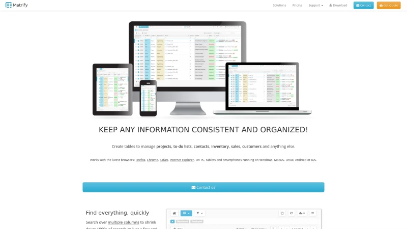 Homepage of matrify