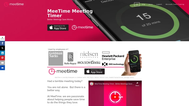 Homepage of meetimeapps