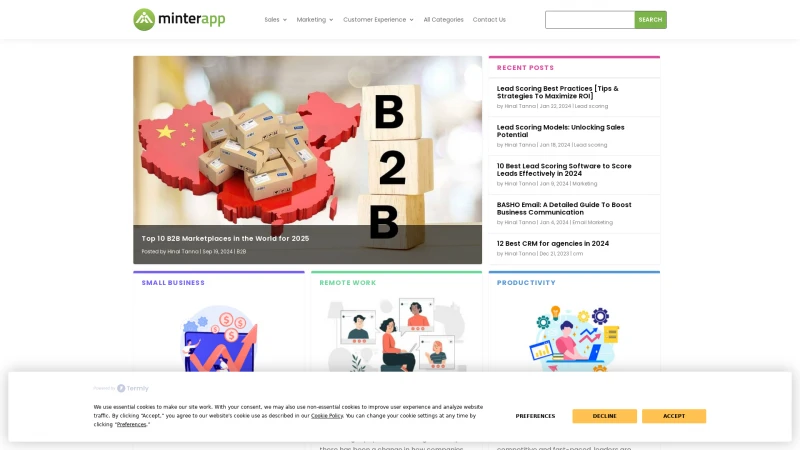 Homepage of minterapp