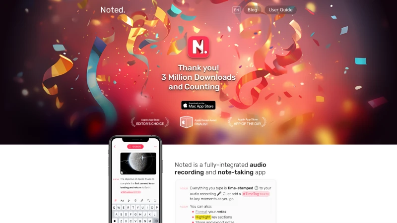 Homepage of notedapp