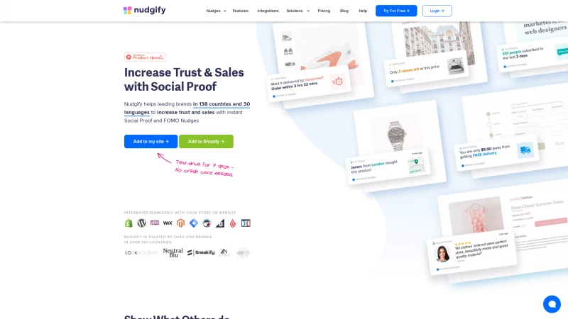 Homepage of nudgify