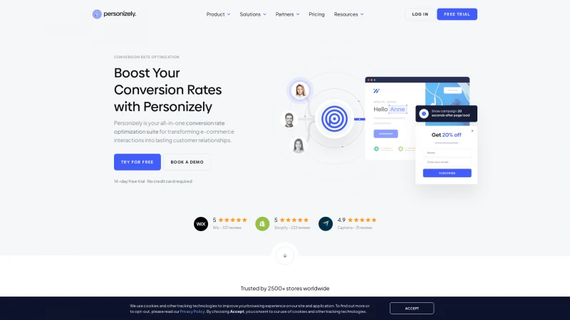 Homepage of personizely