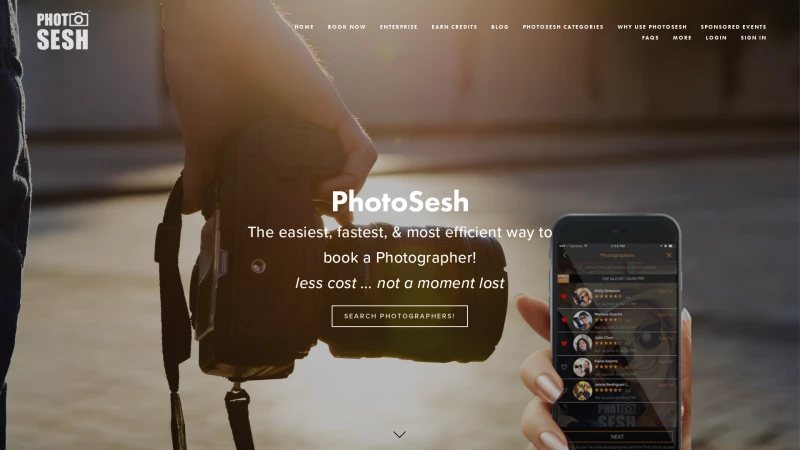 Homepage of photosesh