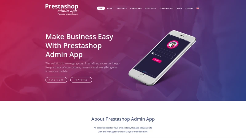 Homepage of prestashopadminapp