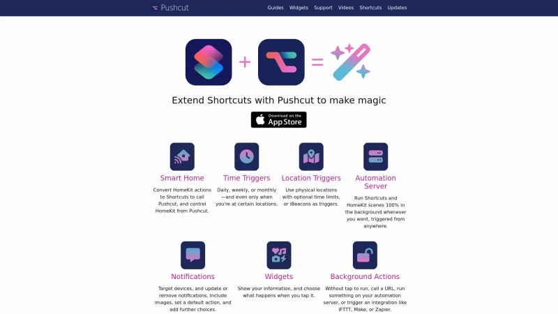 Homepage of pushcut