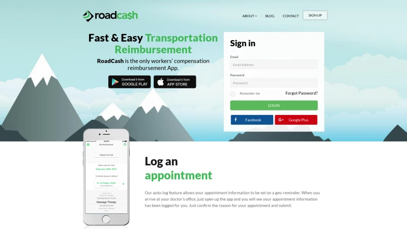 Homepage of roadcash