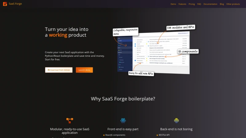 Homepage of saasforge