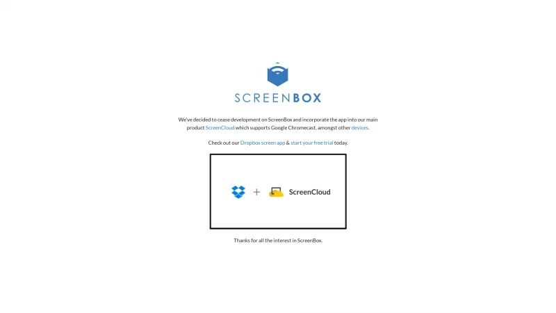 Homepage of screenbox