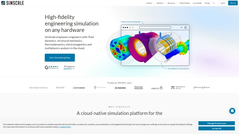 Homepage of simscale