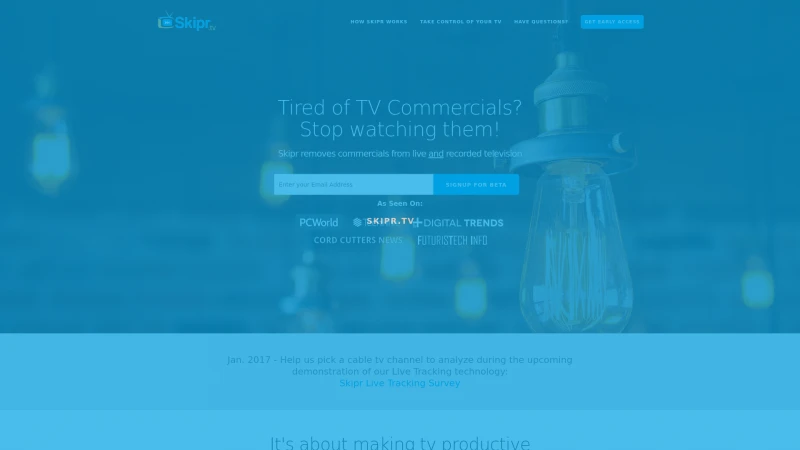 Homepage of skipr