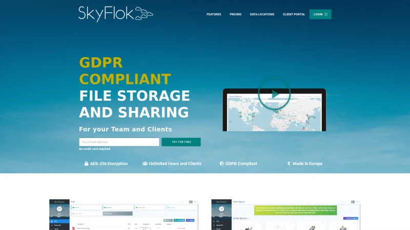 Homepage of skyflok