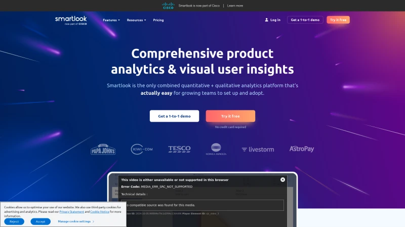 Homepage of smartlook