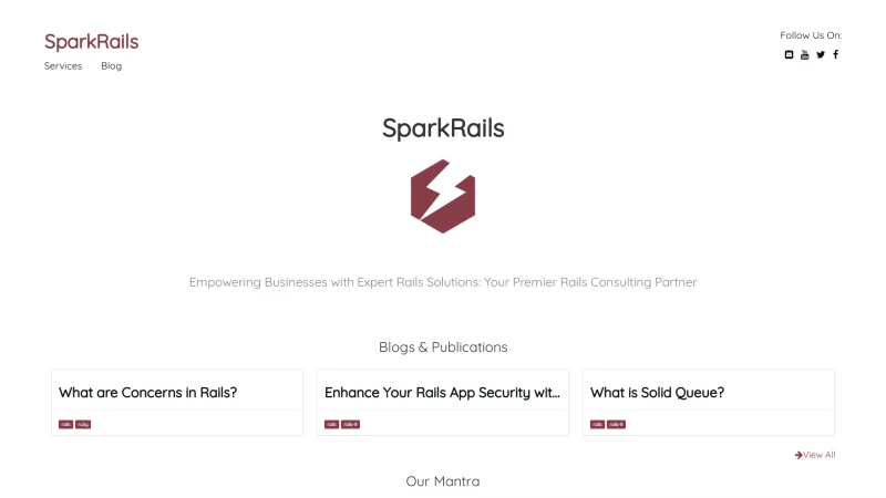 Homepage of sparkrails