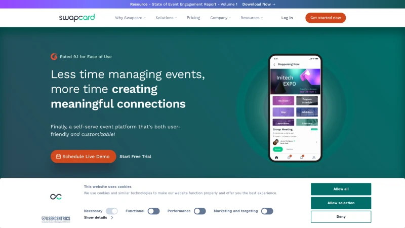 Homepage of swapcard