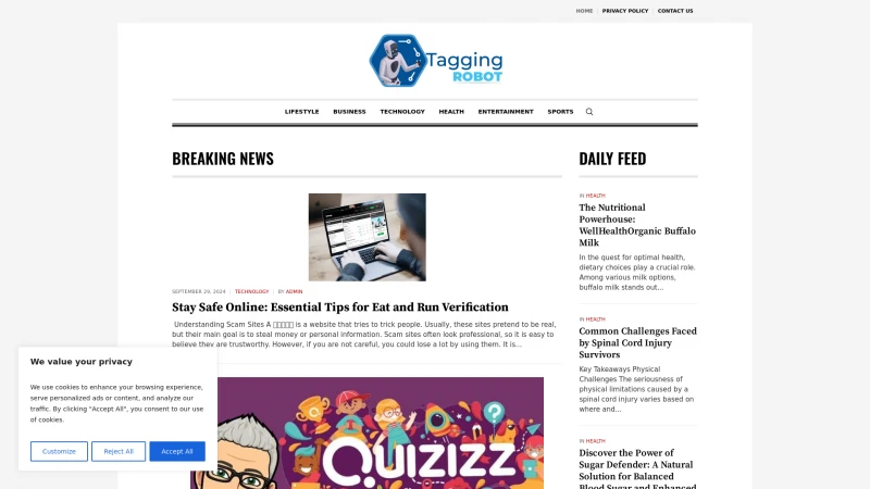 Homepage of taggingrobot