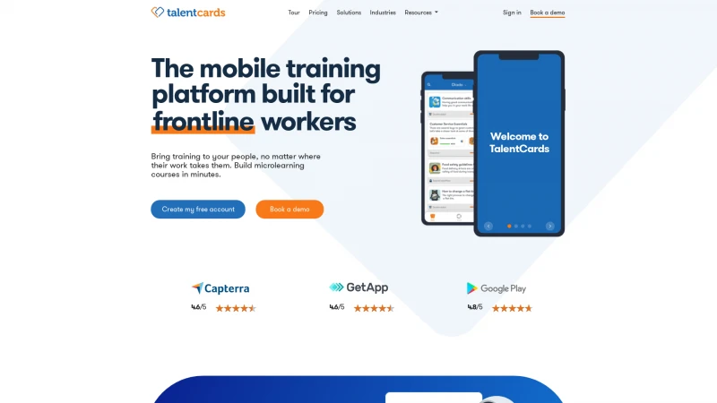 Homepage of talentcards