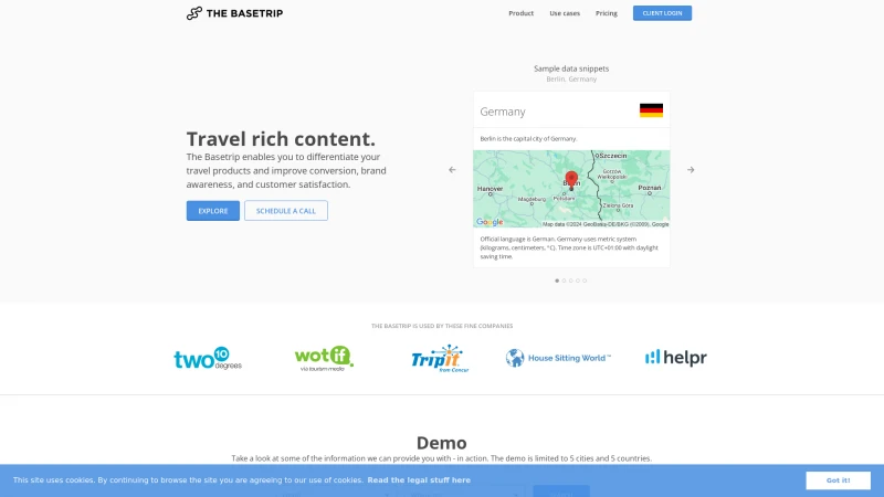 Homepage of thebasetrip