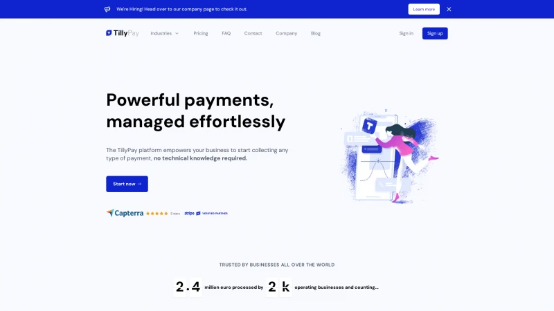 Homepage of tillypay