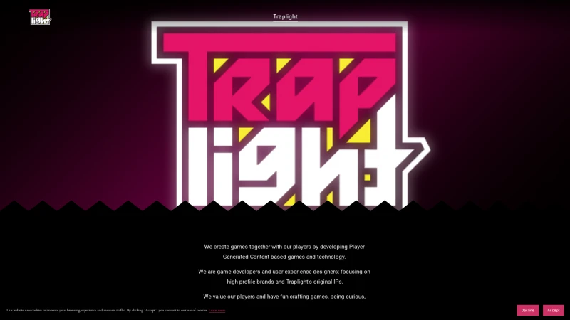 Homepage of traplightgames