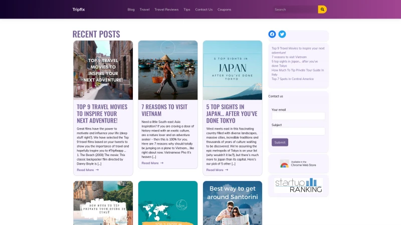 Homepage of tripfixapp