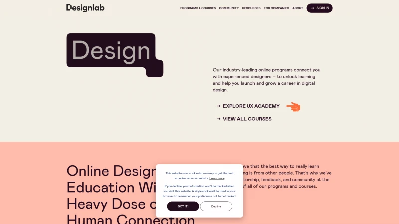 Homepage of trydesignlab