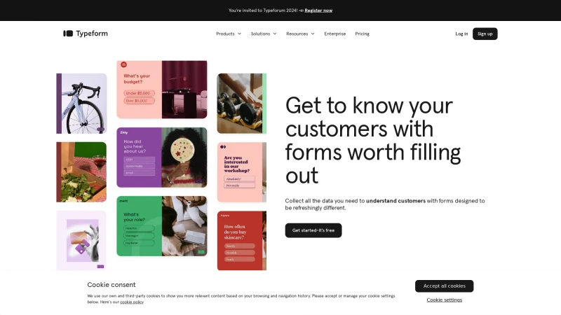 Homepage of typeform