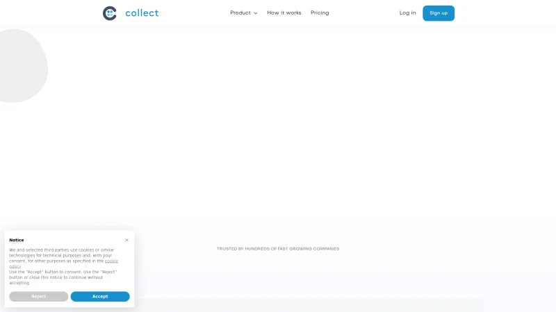 Homepage of usecollect