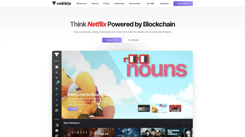 Homepage of vabble