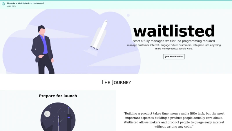 Homepage of waitlisted